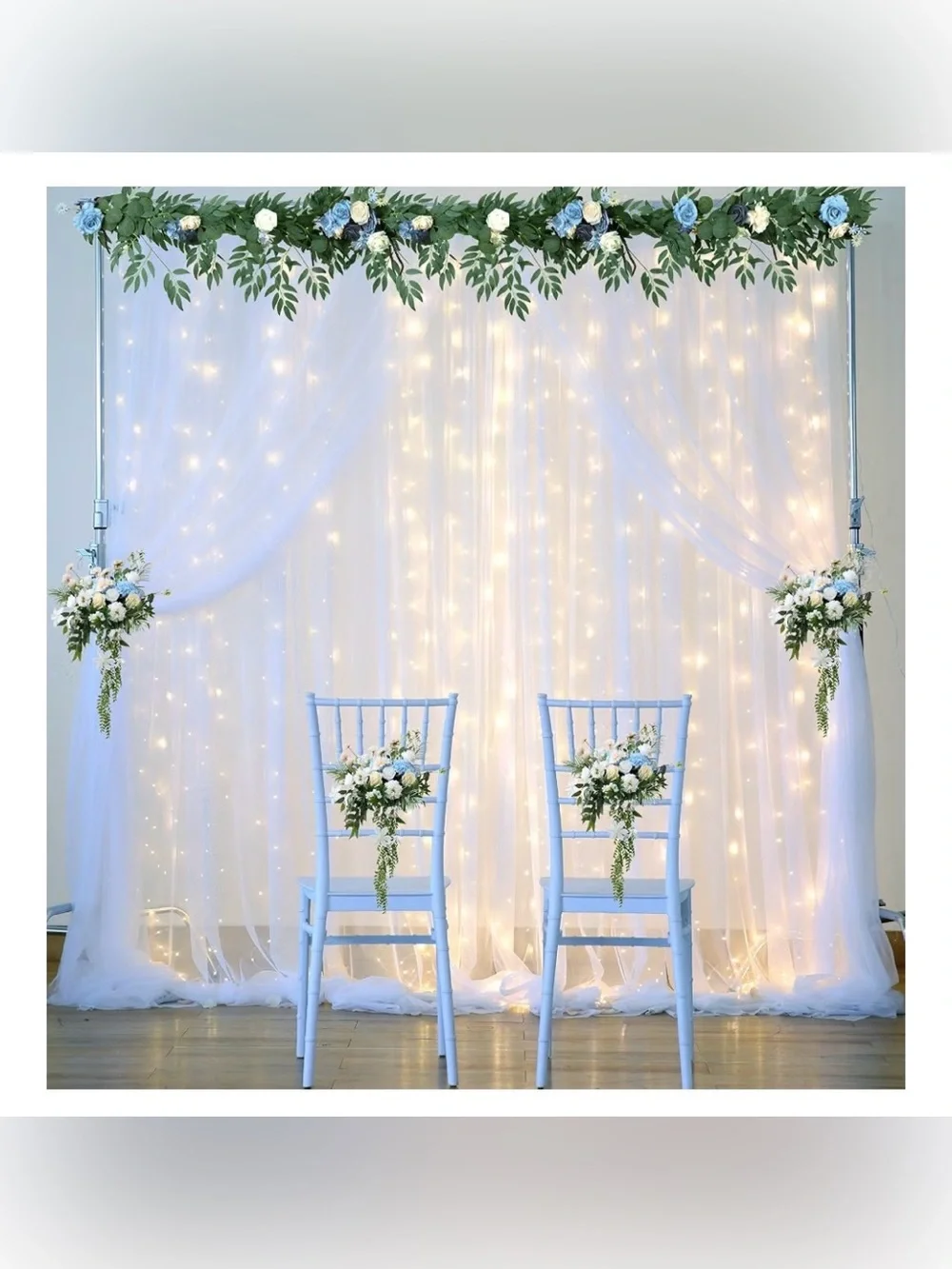 White Fairy Light Curtain Backdrop 2 Pack (stand NOT included)